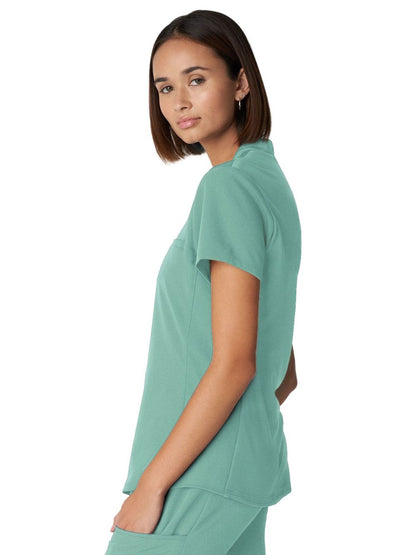 Women's 2-Pocket Wrinkle Resistant V-Neck Scrub Top - WT110 - Ocean Wave