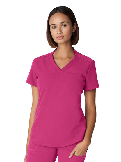 Women's 2-Pocket Wrinkle Resistant V-Neck Scrub Top - WT110 - Pink Flash