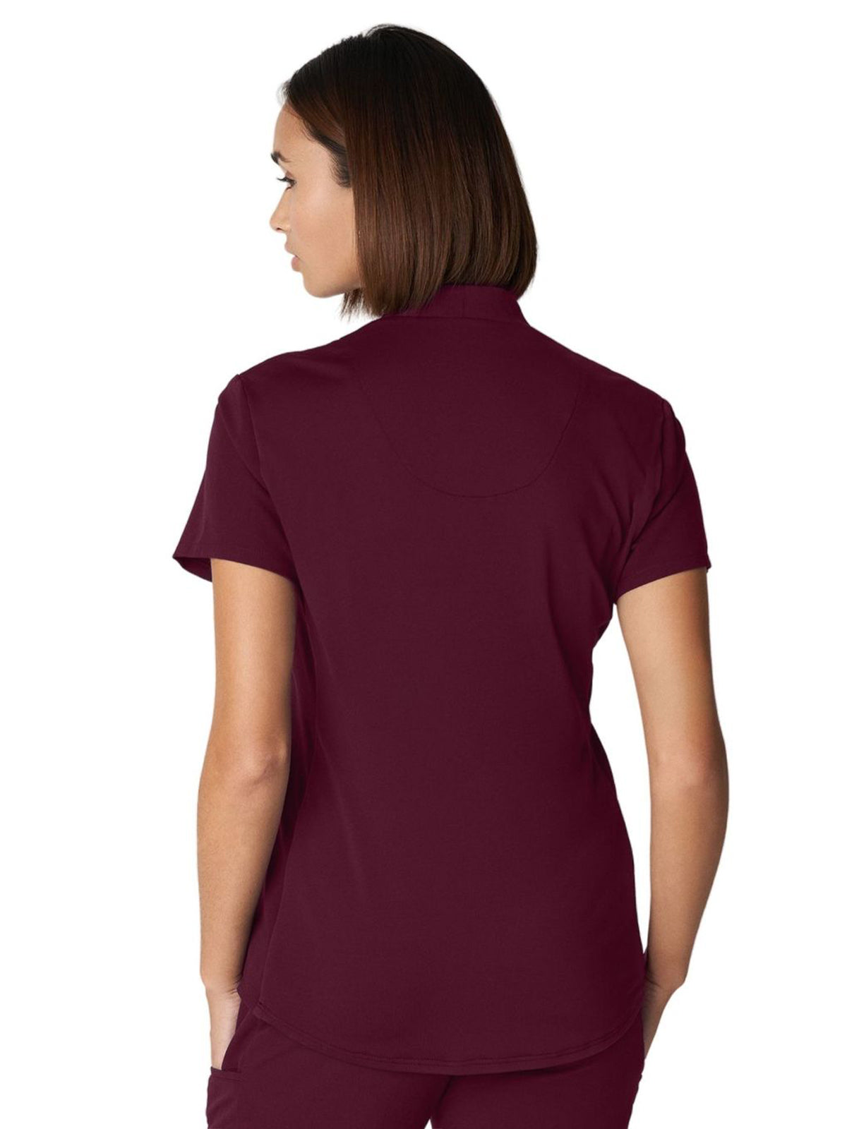 Women's 2-Pocket Wrinkle Resistant V-Neck Scrub Top - WT110 - Wine (Burgundy)