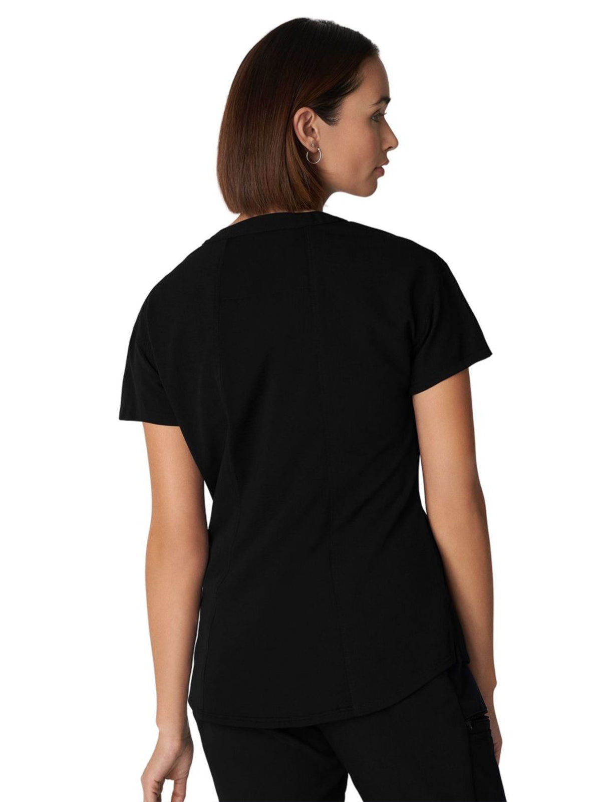 Women's 1-Pocket Tuckable V-Neck Scrub Top - WT114 - Black