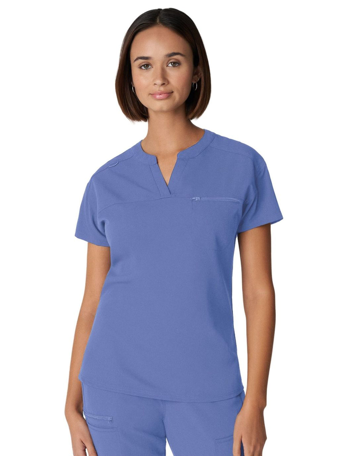 Women's 1-Pocket Tuckable V-Neck Scrub Top - WT114 - Ceil Blue