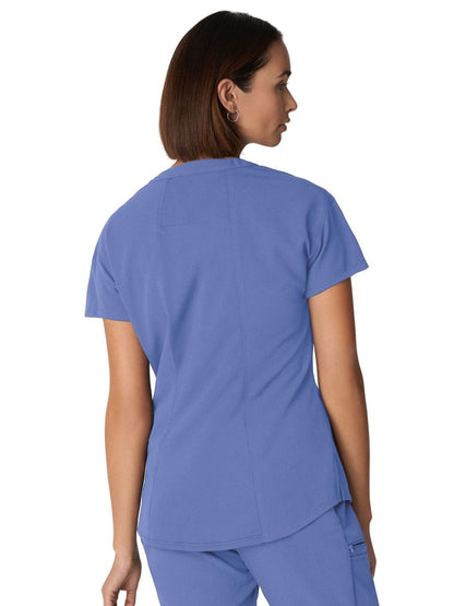 Women's 1-Pocket Tuckable V-Neck Scrub Top - WT114 - Ceil Blue