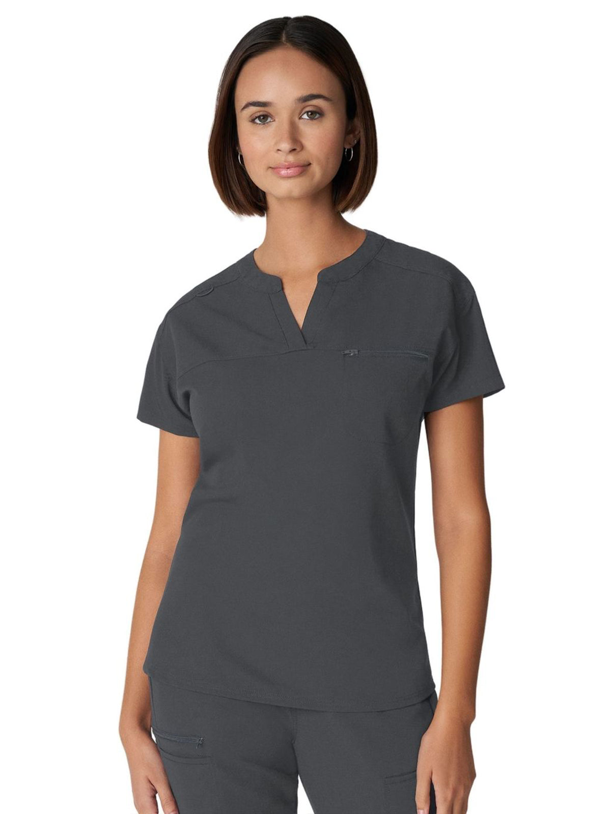 Women's 1-Pocket Tuckable V-Neck Scrub Top - WT114 - Dark Pewter