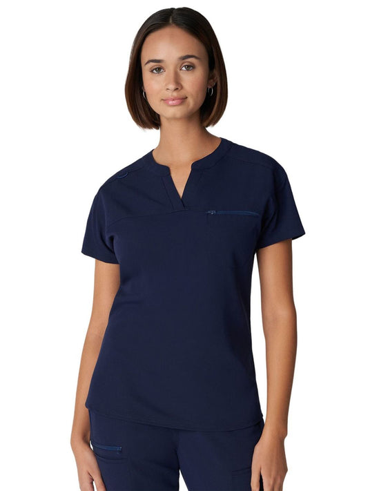 Women's 1-Pocket Tuckable V-Neck Scrub Top - WT114 - Navy