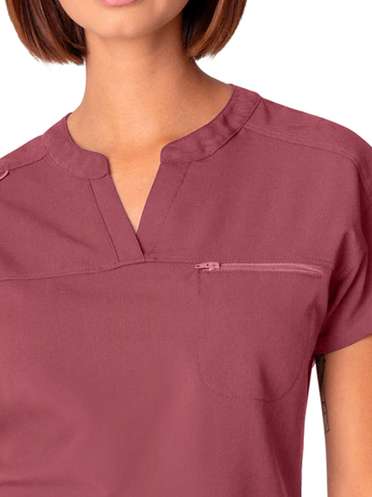 Women's 1-Pocket Tuckable V-Neck Scrub Top - WT114 - Slate Rose