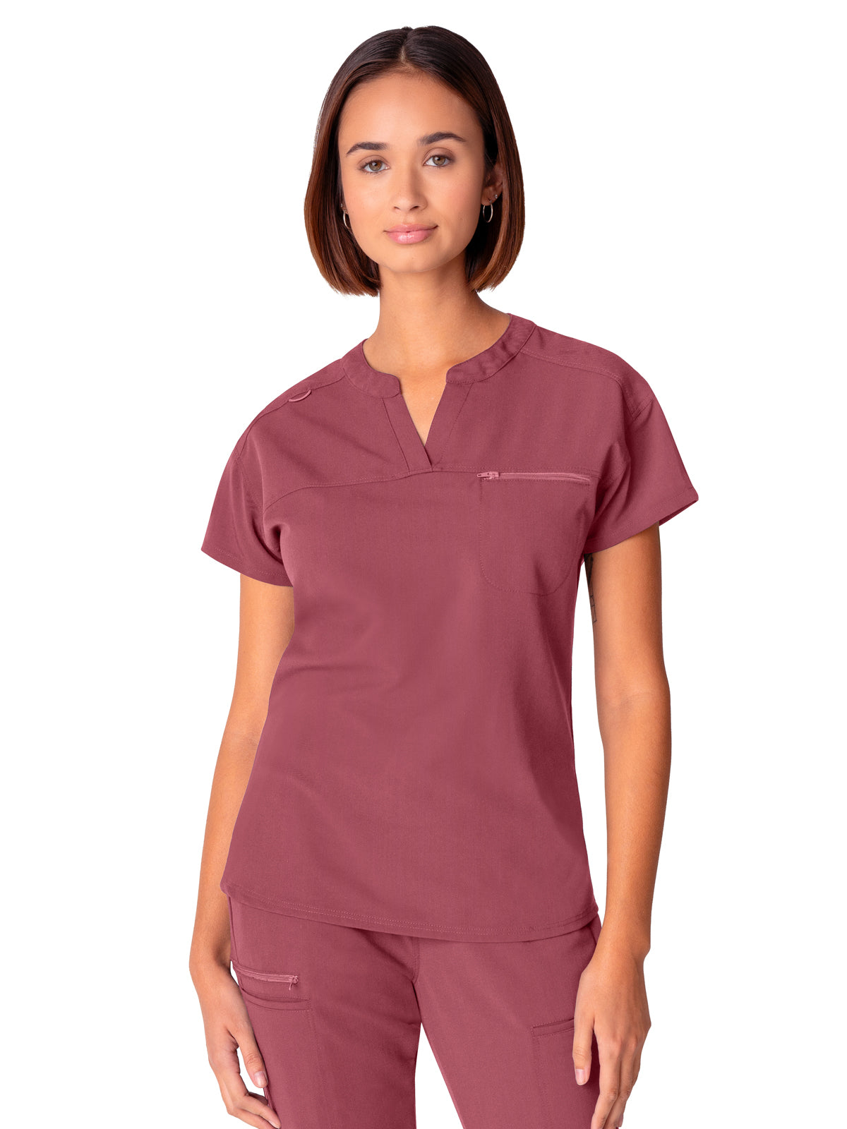 Women's 1-Pocket Tuckable V-Neck Scrub Top - WT114 - Slate Rose