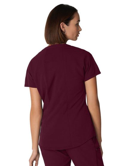 Women's 1-Pocket Tuckable V-Neck Scrub Top - WT114 - Wine (Burgundy)