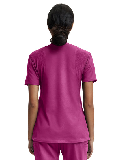 Women's Knit Collar V-Neck Scrub Top - WT119 - Electric Purple