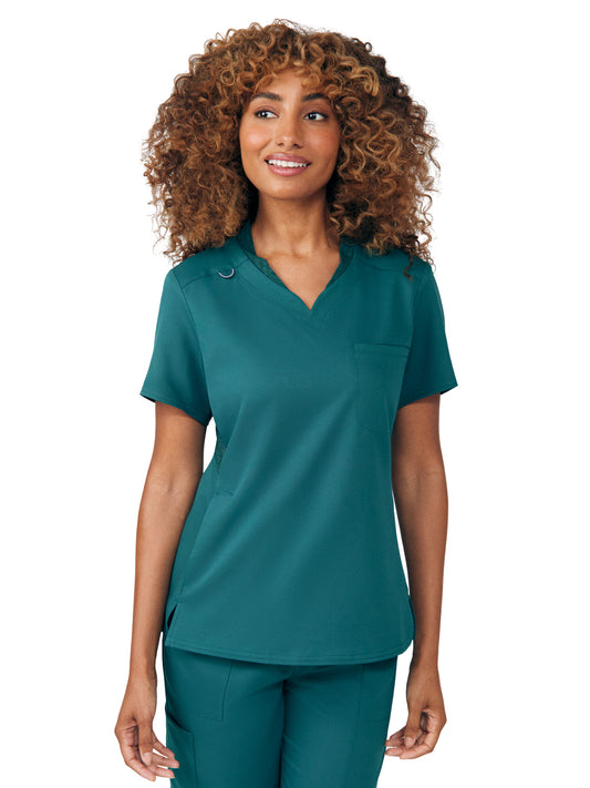 Women's Knit Collar V-Neck Top - WT119 - Fern