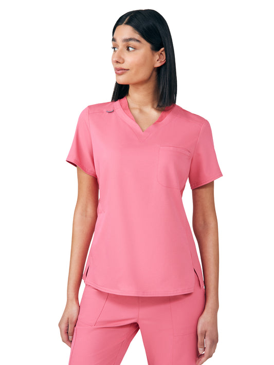Women's Knit Collar V-Neck Top - WT119 - Honeysuckle