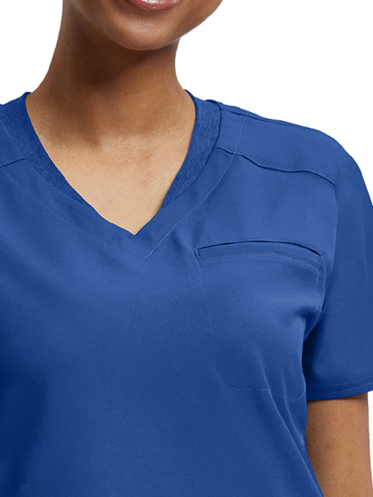 Women's Knit Collar V-Neck Scrub Top - WT119 - Royal