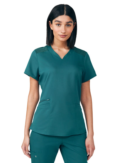 Women's Curved V-Neckline Top - WT121 - Fern