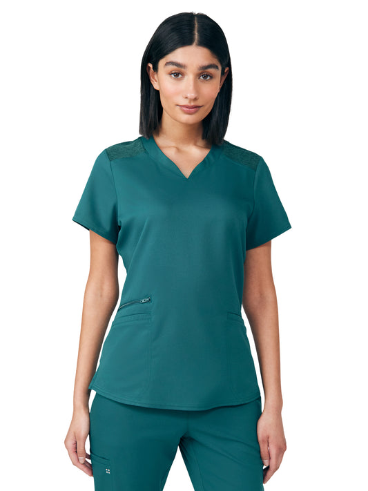 Women's Curved V-Neckline Top - WT121 - Fern