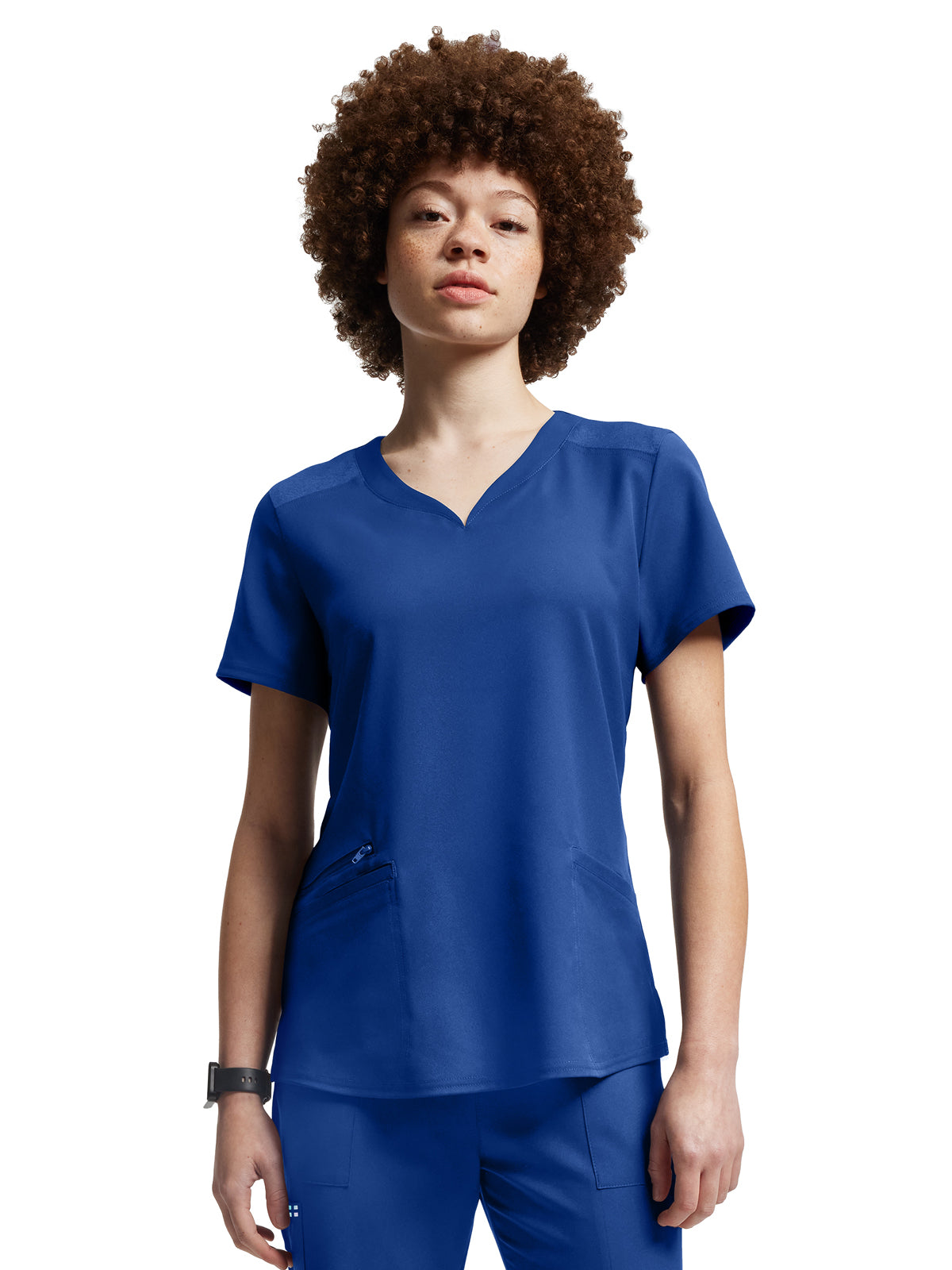 Women's Curved V-Neckline Scrub Top - WT121 - Royal