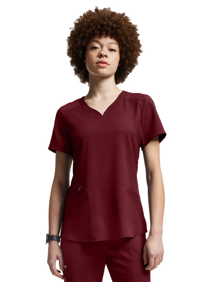 Women's Curved V-Neckline Top - WT121 - Wine