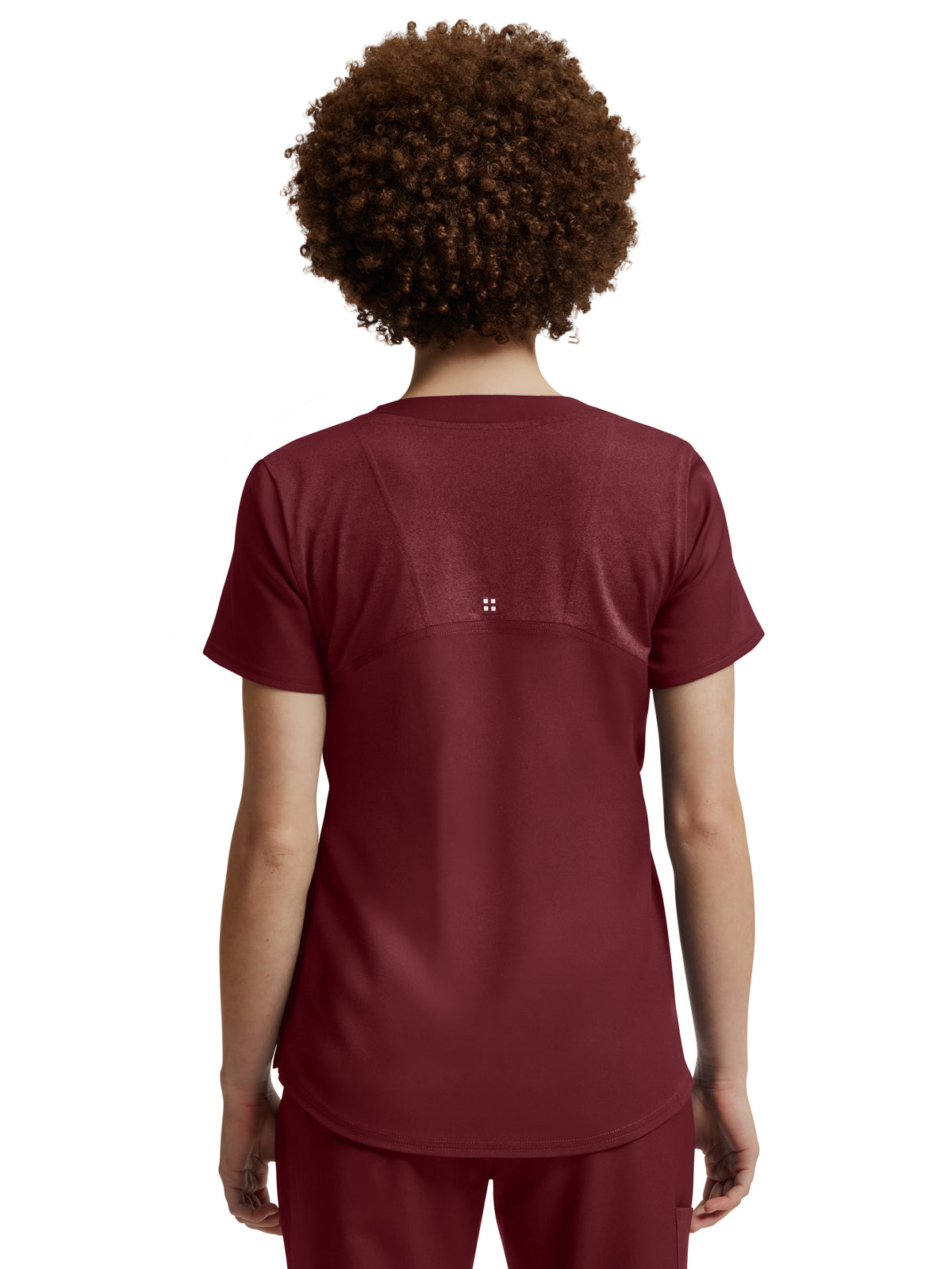 Women's Curved V-Neckline Scrub Top - WT121 - Wine