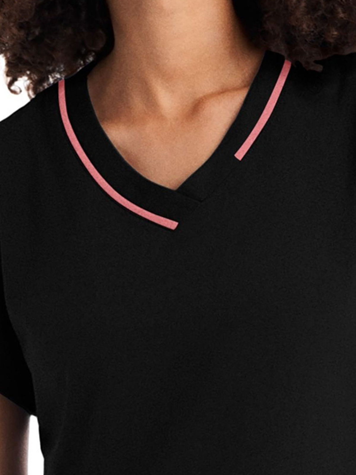 Women's 3-Pocket V-Neck Top - WT127 - Black/Peach Blossom