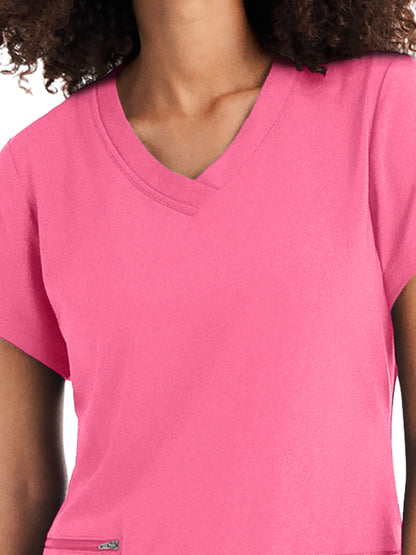 Women's 3-Pocket V-Neck Top - WT127 - DANCING BLOSSOM