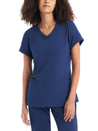 Women's Three-Pocket V-Neck Top - WT127 - Navy