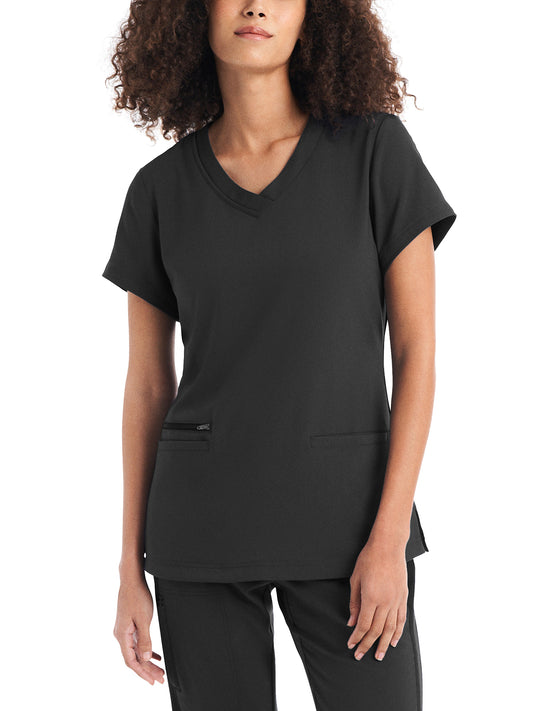 Women's 3-Pocket V-Neck Top - WT127 - Pewter