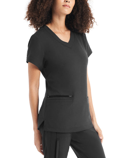 Women's 3-Pocket V-Neck Top - WT127 - Pewter