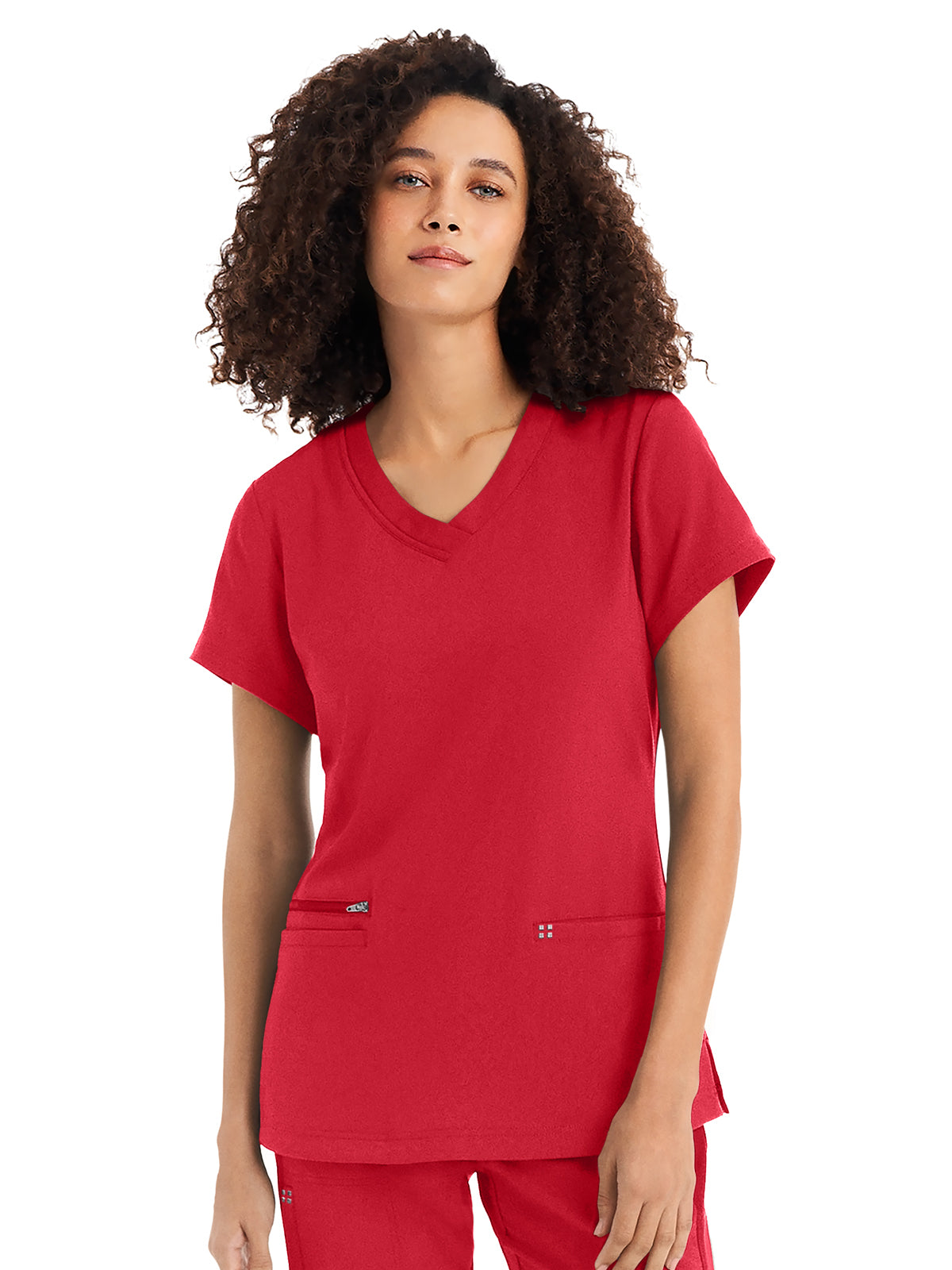 Women's 3-Pocket V-Neck Top - WT127 - Racing Red