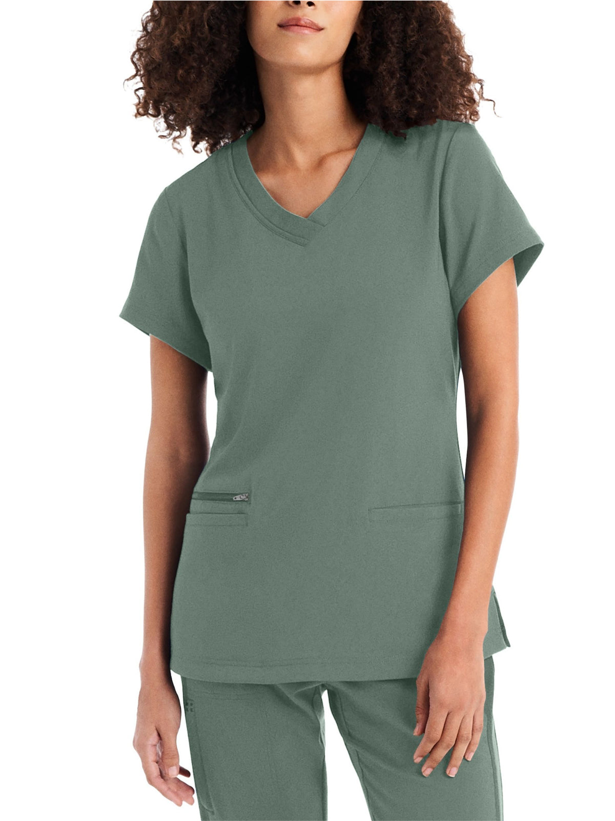 Women's 3-Pocket V-Neck Top - WT127 - Sage Leaf