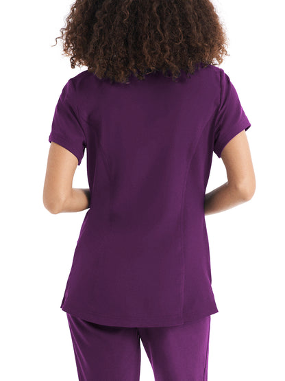 Women's 3-Pocket V-Neck Top - WT127 - Sugar Plum Black