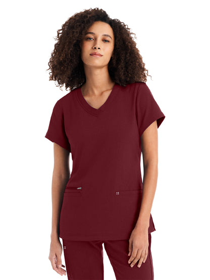 Women's 3-Pocket V-Neck Top - WT127 - Wine