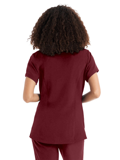 Women's 3-Pocket V-Neck Top - WT127 - Wine