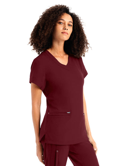 Women's 3-Pocket V-Neck Top - WT127 - Wine