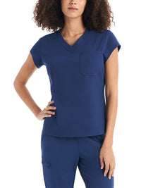 Women's One-Pocket V-Neck Top - WT128 - Navy