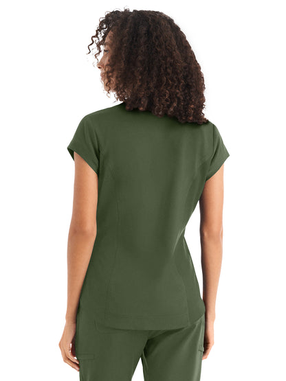 Women's 1-Pocket V-Neck Top - WT128 - Olive