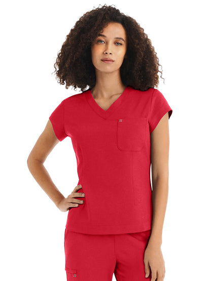 Women's 1-Pocket V-Neck Top - WT128 - Racing Red