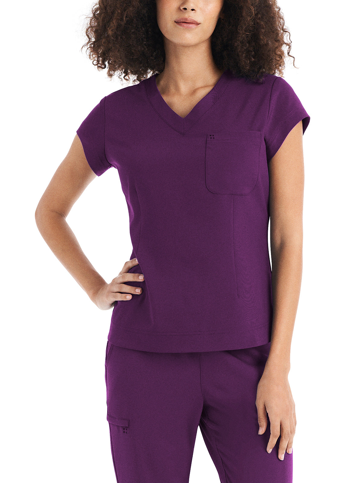 Women's 1-Pocket V-Neck Top - WT128 - Sugar Plum