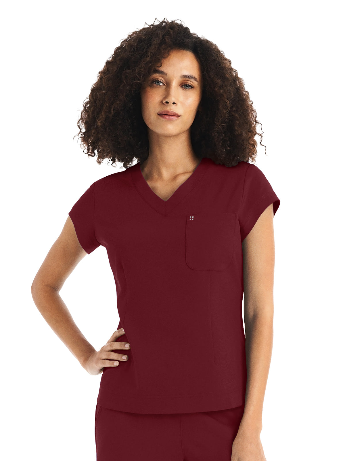 Women's 1-Pocket V-Neck Top - WT128 - Wine