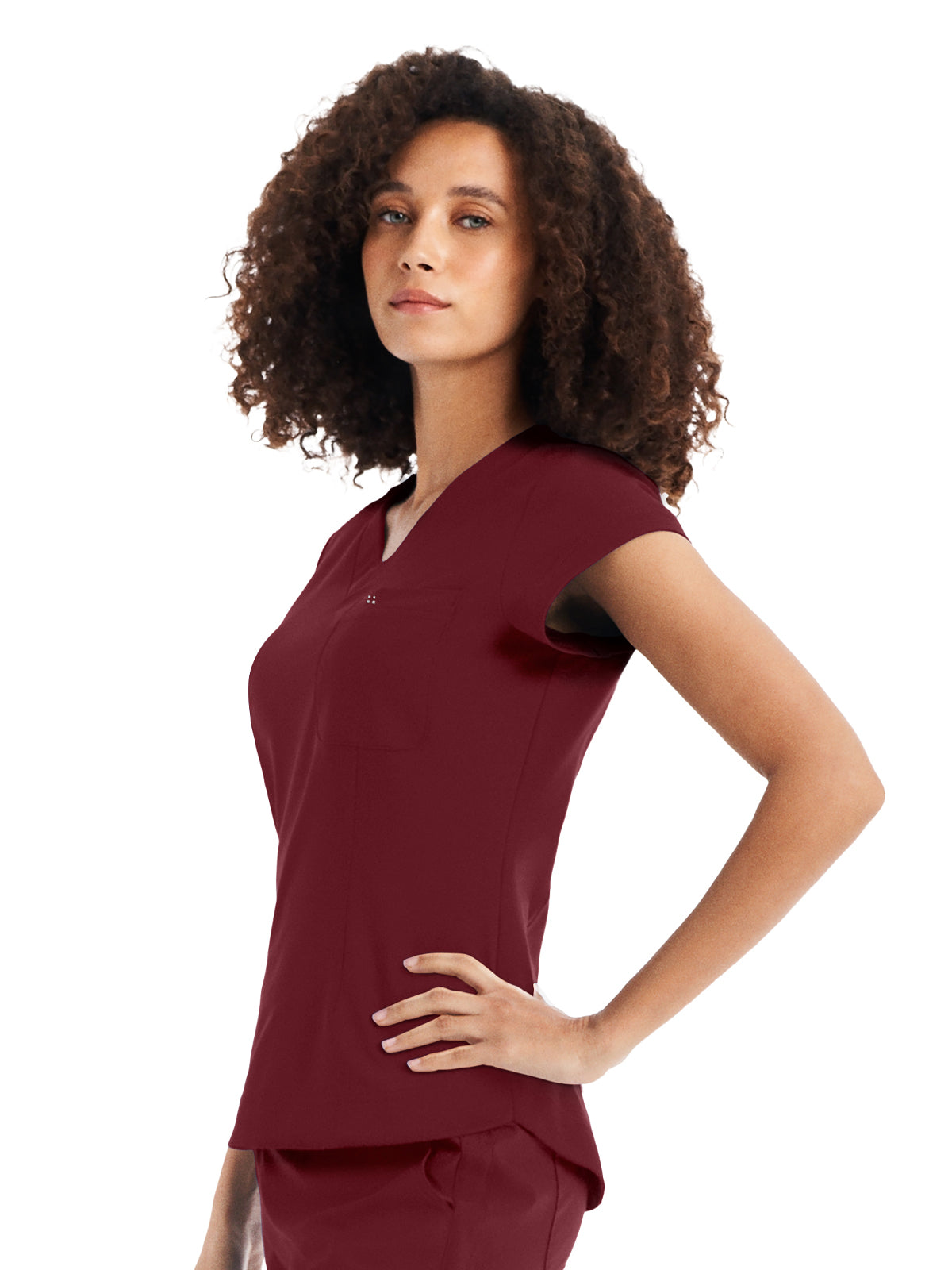 Women's 1-Pocket V-Neck Top - WT128 - Wine