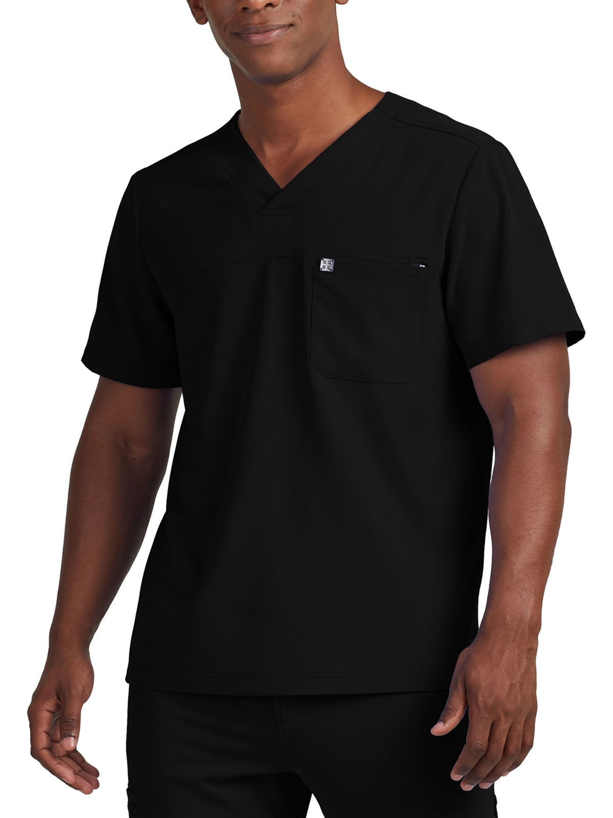 Men's 2-Pocket Fluid Resistant V-Neck Scrub Top - WT131 - Black