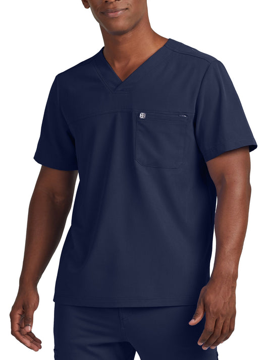 Men's 2-Pocket Fluid Resistant V-Neck Scrub Top - WT131 - Navy