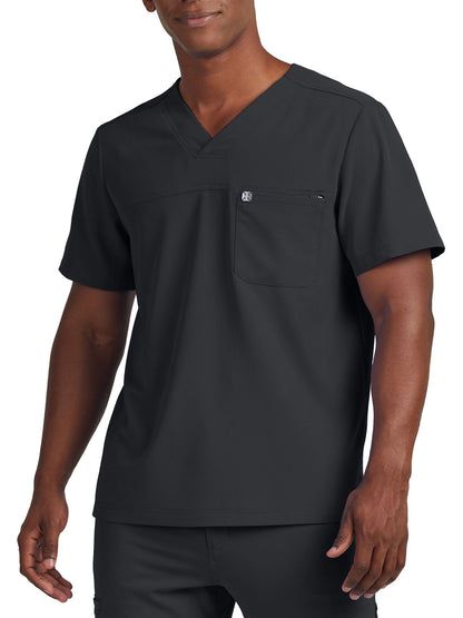 Men's 2-Pocket Fluid Resistant V-Neck Scrub Top - WT131 - Pewter