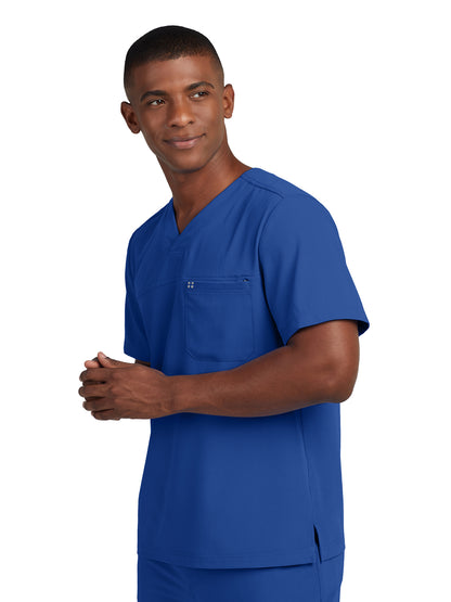 Men's 2-Pocket Fluid Resistant V-Neck Scrub Top - WT131 - Royal