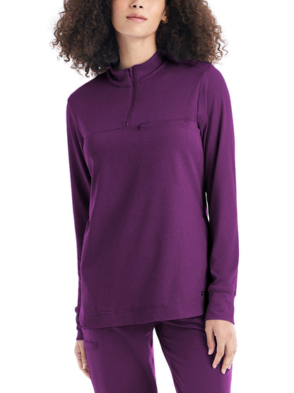 Women's Quarter Zip Pullover Scrub Jacket - WT133 - Sugar Plum