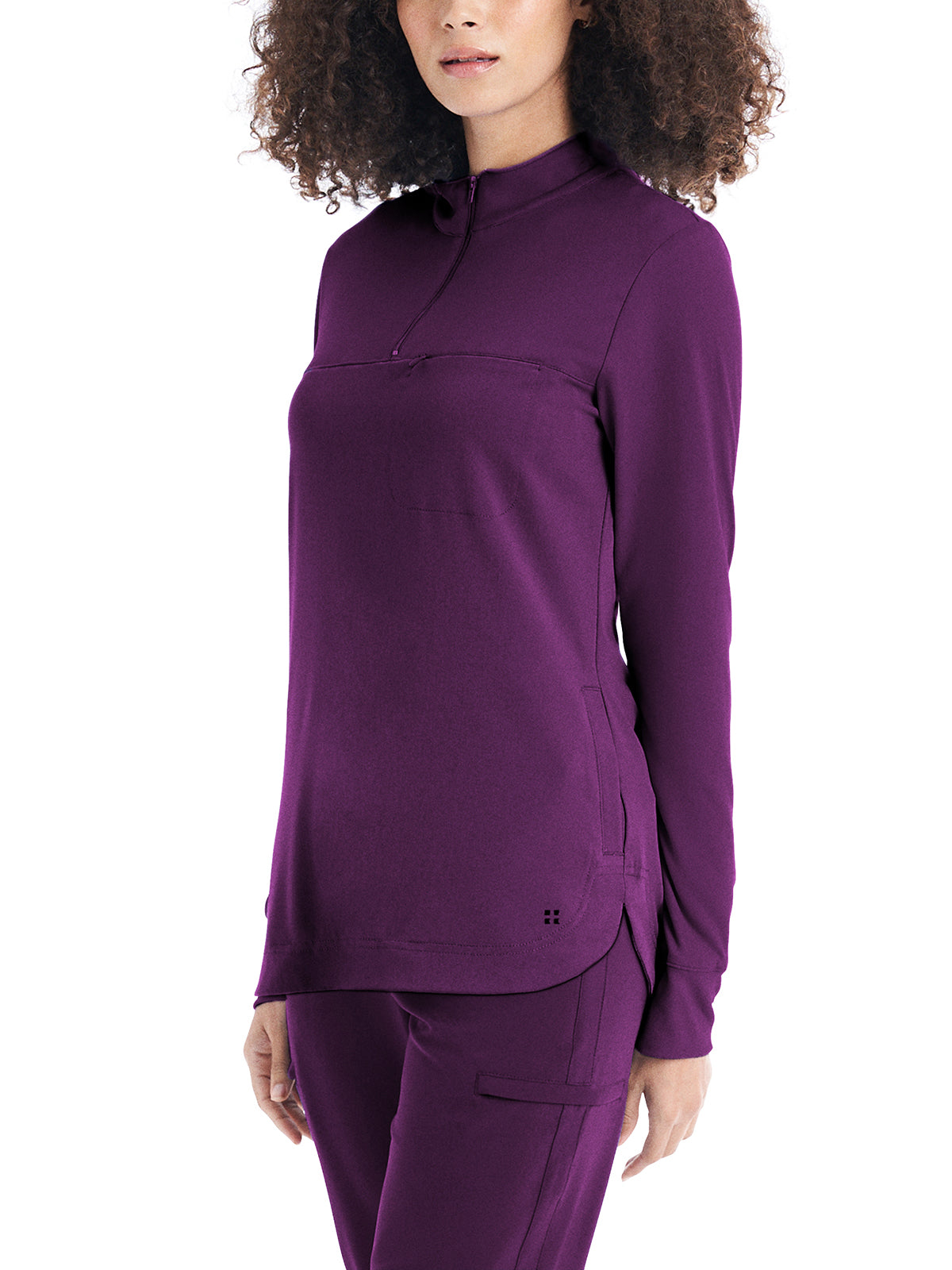 Women's Quarter Zip Pullover Scrub Jacket - WT133 - Sugar Plum