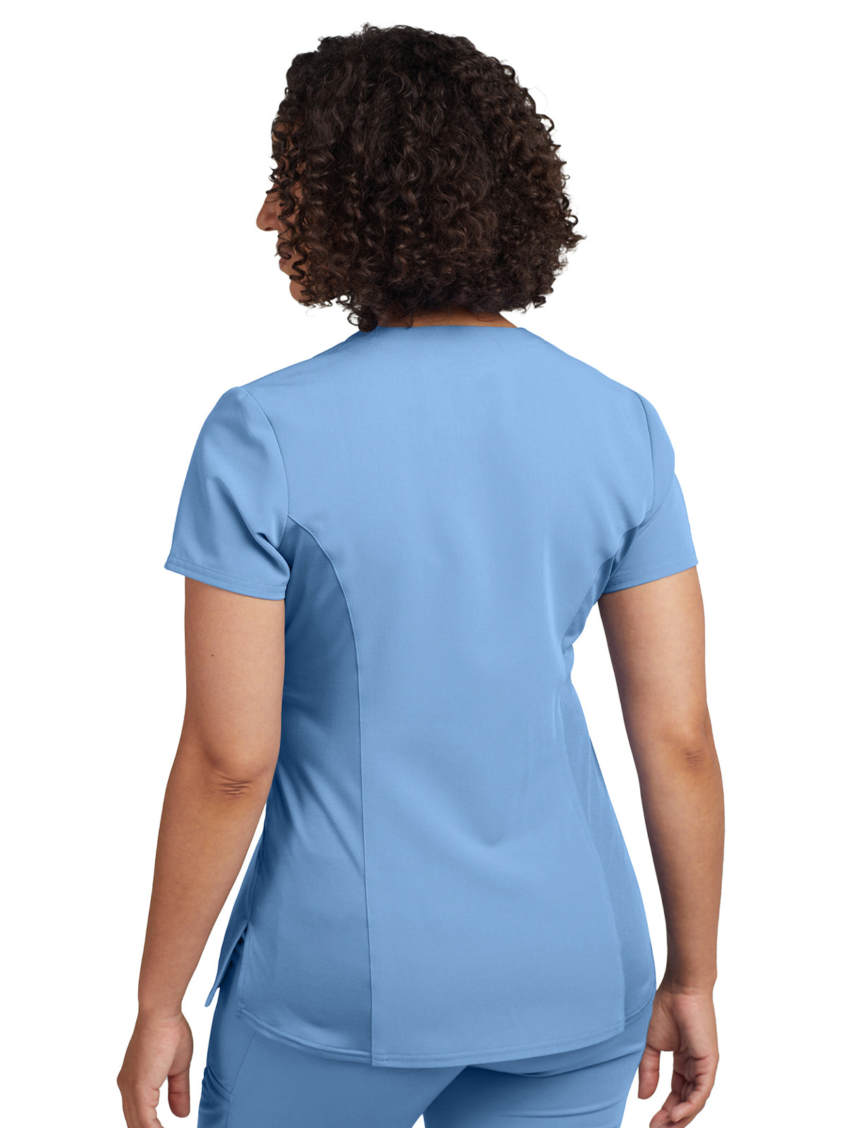 Women's 3-Pocket Princess Seams V-Neck Top - WT134 - Ceil Blue