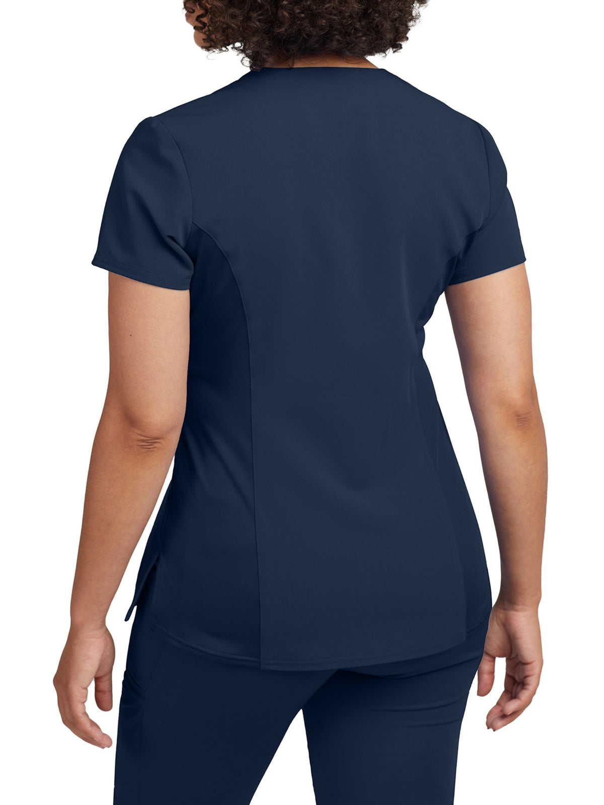 Women's 3-Pocket Princess Seams V-Neck Scrub Top - WT134 - Navy