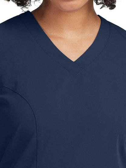 Women's 3-Pocket Princess Seams V-Neck Scrub Top - WT134 - Navy