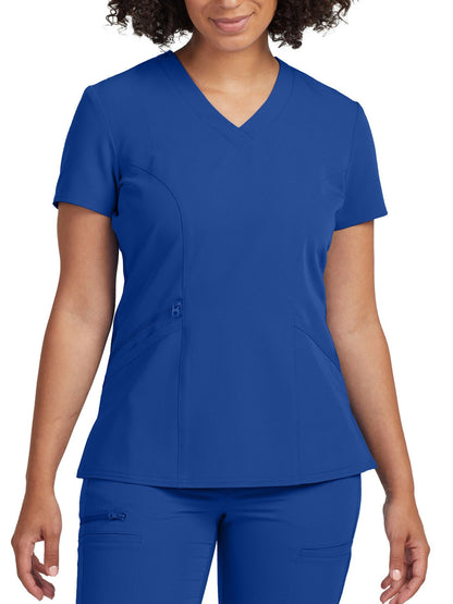 Women's 3-Pocket Princess Seams V-Neck Top - WT134 - Royal