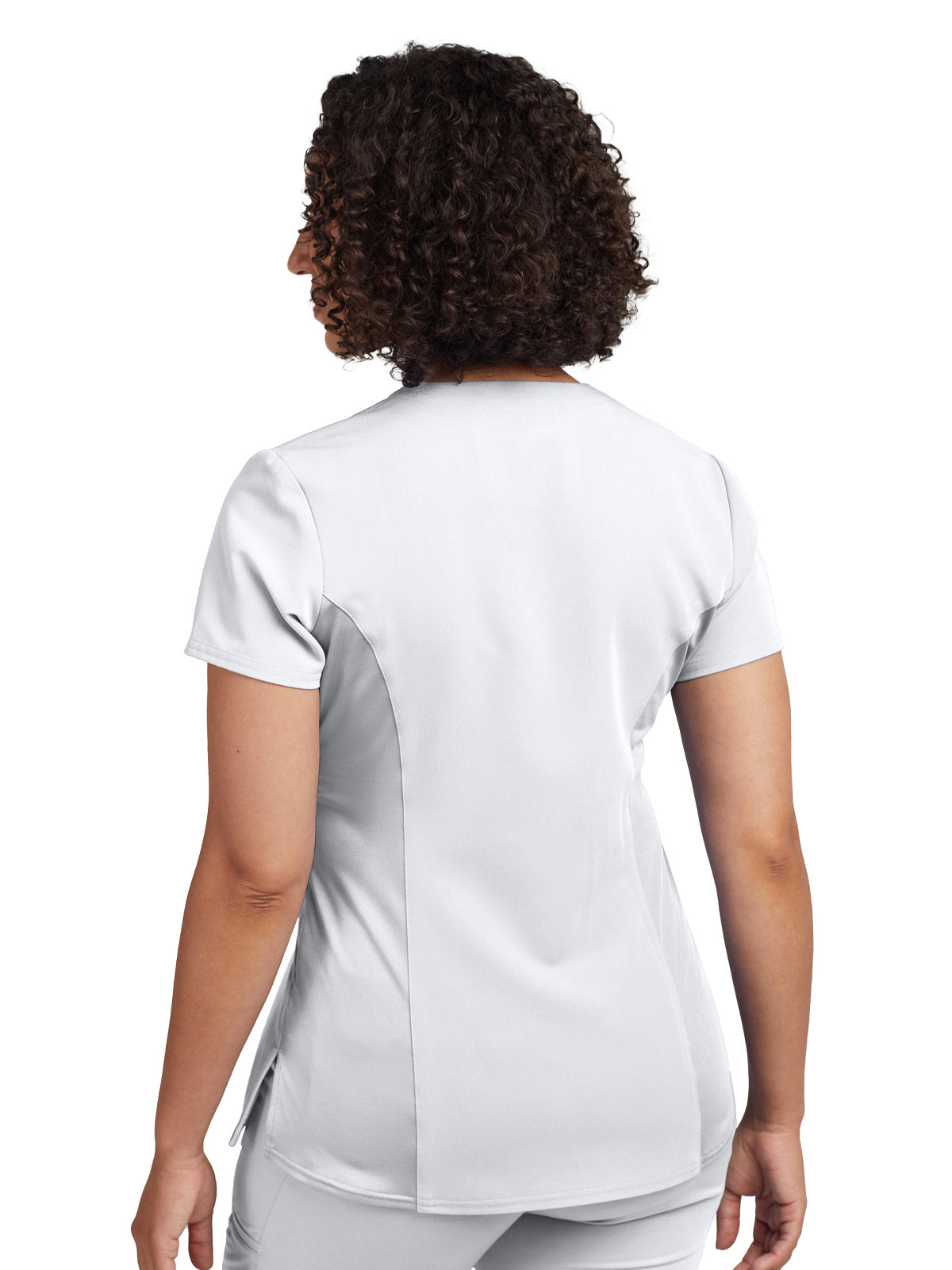 Women's 3-Pocket Princess Seams V-Neck Top - WT134 - White