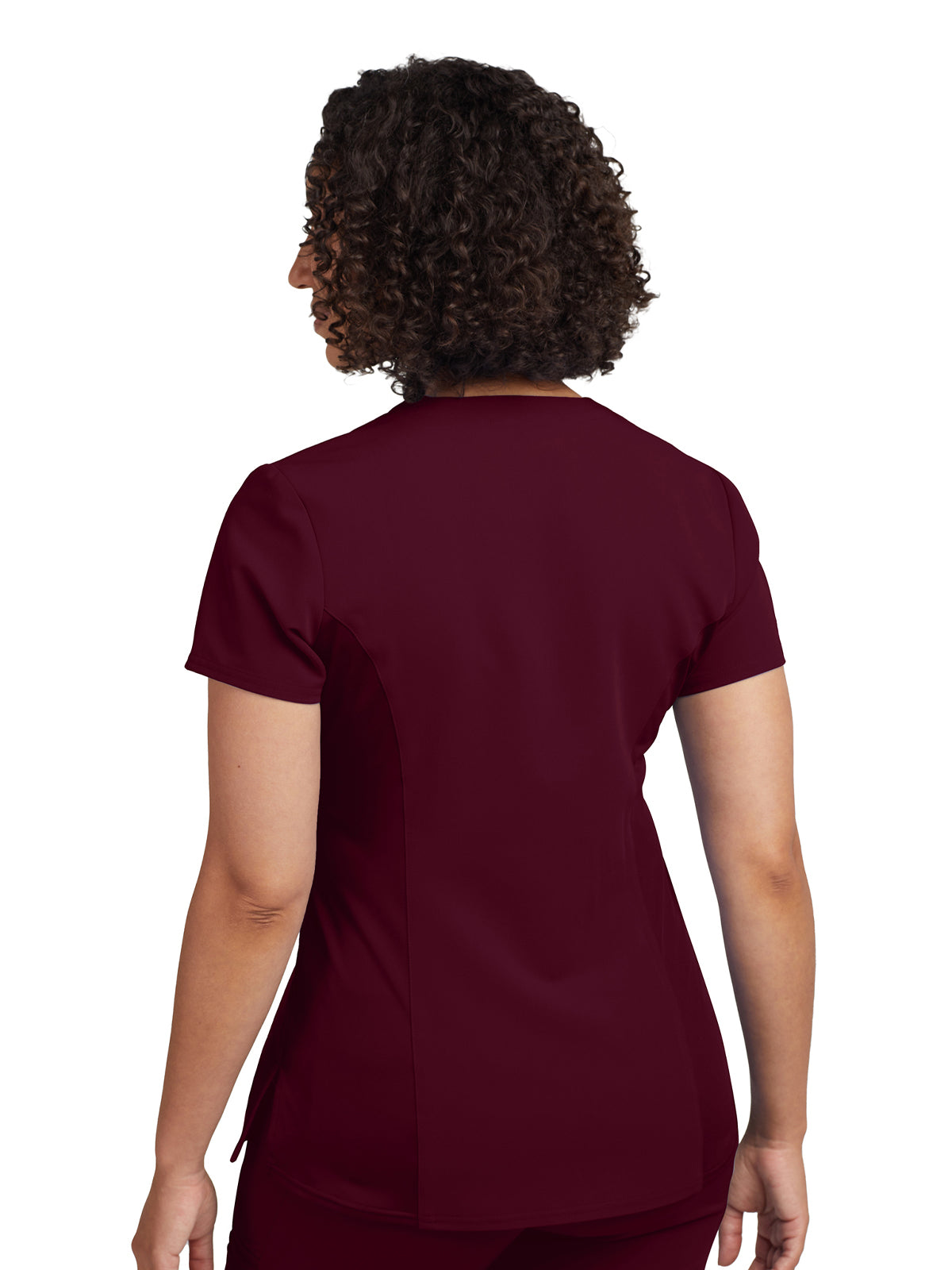 Women's 3-Pocket Princess Seams V-Neck Scrub Top - WT134 - Wine