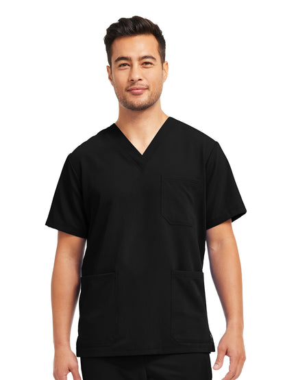 Men's 3-Pocket V-Neck Scrub Top - WT149 - Black